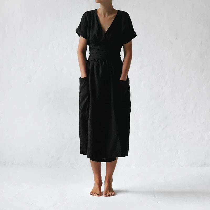 Vivian | Wrap Midi Dress | Linen Blend