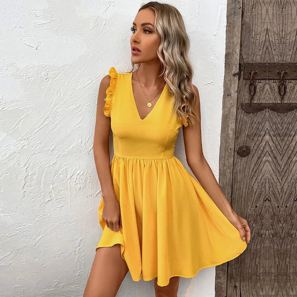 Backless Swing Dress | Yellow | Summer | Cotton Blend