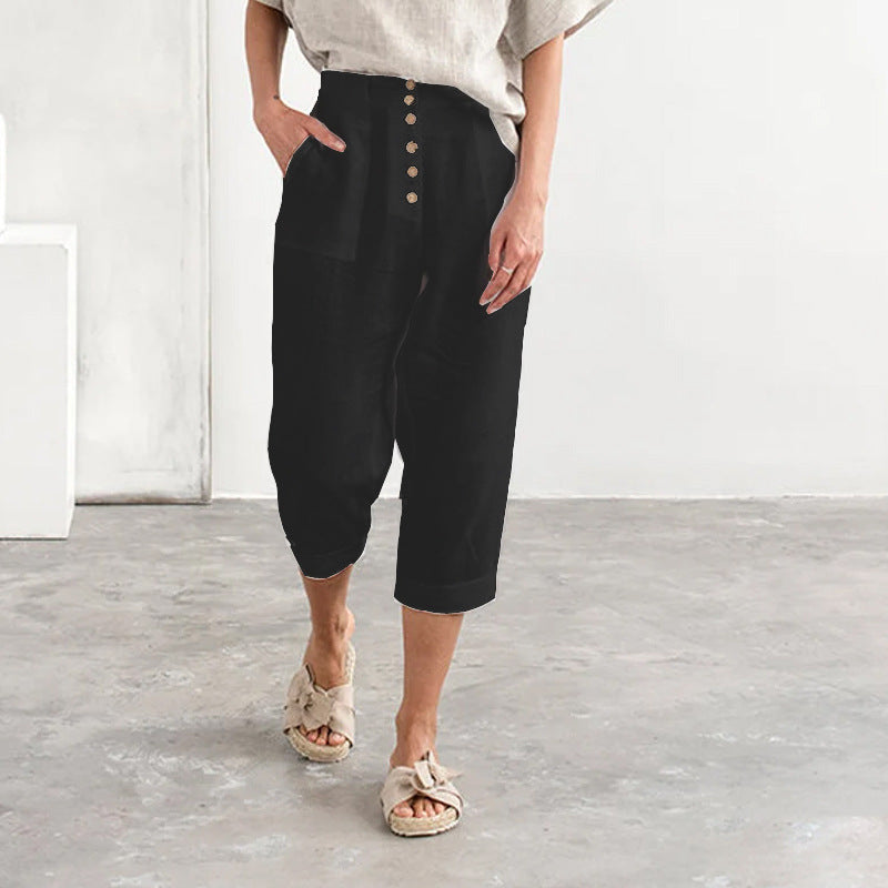 Serene Morning Capri Pants | Multicolor | Casual Chic | Linen Blend