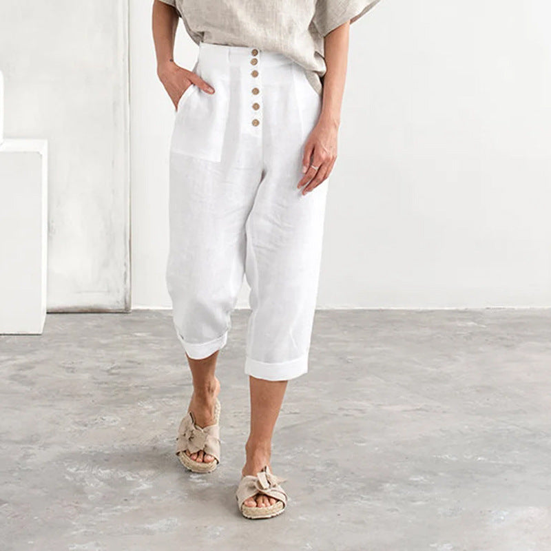 Serene Morning Capri Pants | Multicolor | Casual Chic | Linen Blend