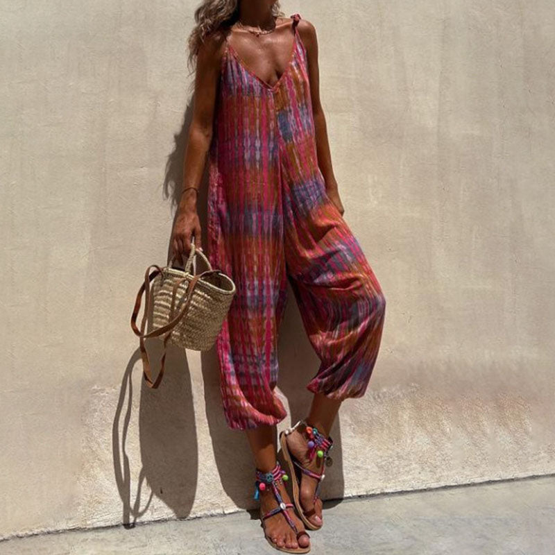 Sunset Breeze Harem Jumpsuit | Multicolor | Boho Casual | Rayon