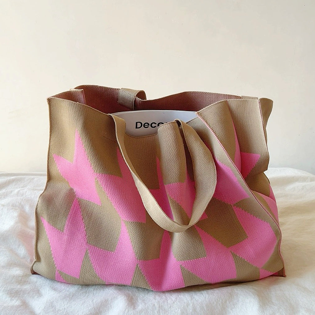 Casual Geometric Tote Bag | Polyester | Everyday Use