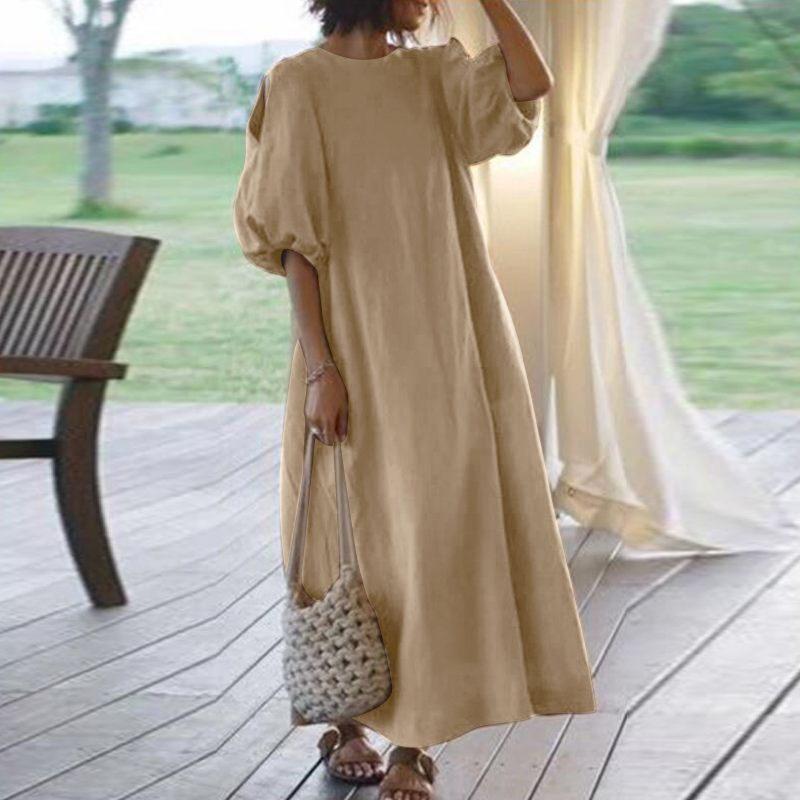 Desert Breeze Maxi Dress | Multicolor | Boho Relaxed | Cotton Linen Blend