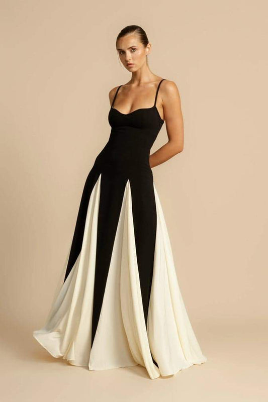 Timeless Elegance Gown | Black White | Evening Wear | Satin Blend