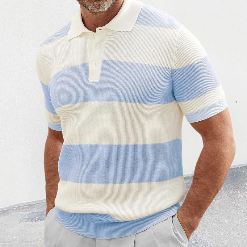 Striped Knit Polo Shirt | Cotton | Lightweight and Stylish