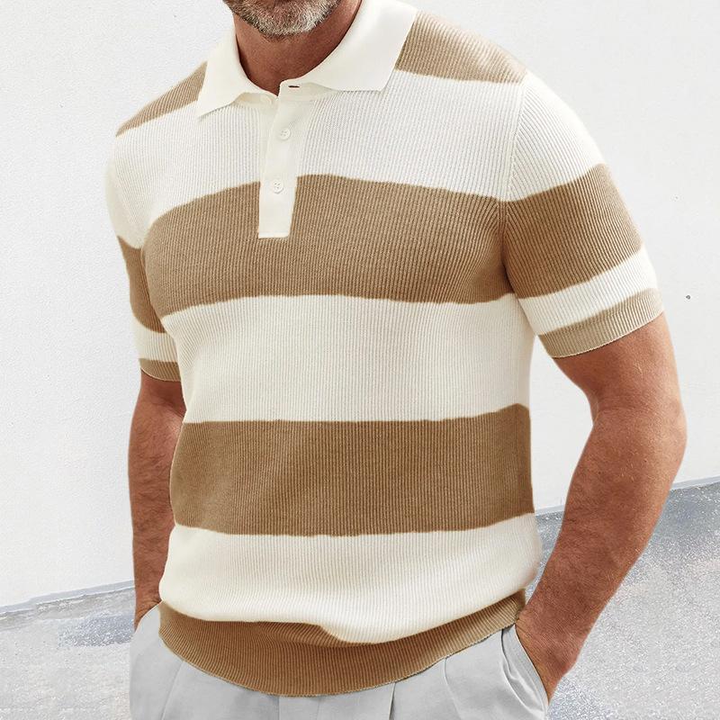 Striped Knit Polo Shirt | Cotton | Lightweight and Stylish