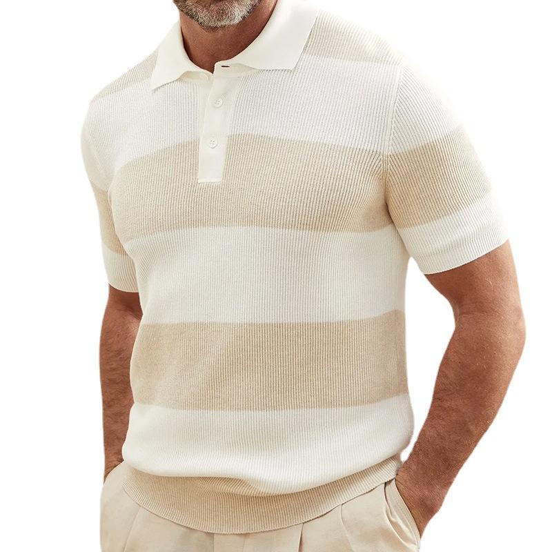 Striped Knit Polo Shirt | Cotton | Lightweight and Stylish