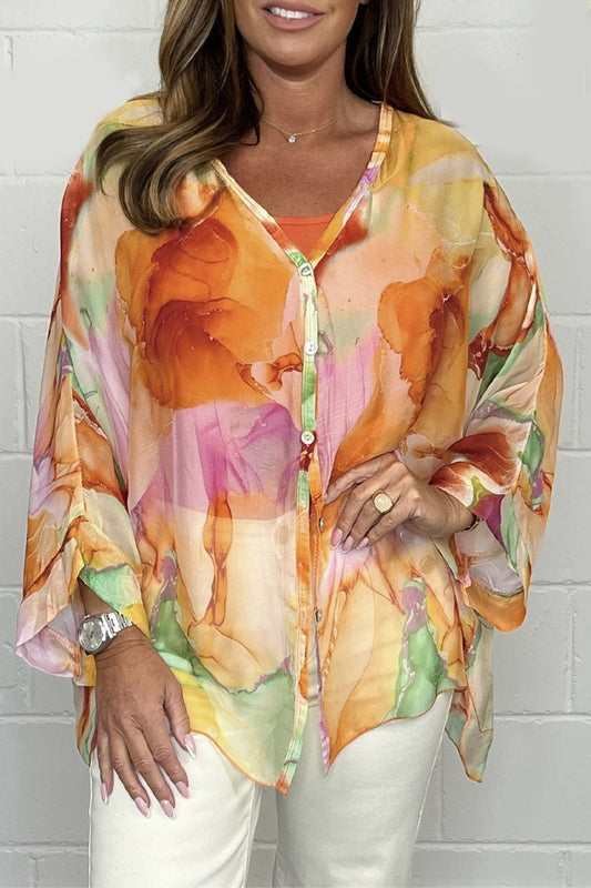 Floral Colored Blouse | Multicolor | Silk | Artistic and Elegant