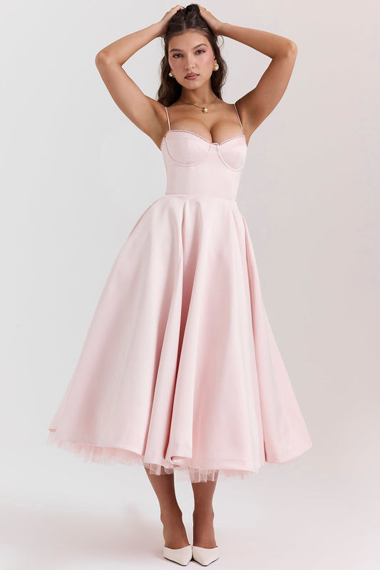 Blush Midi Dress | Pink | Cotton | Elegant and Flowing