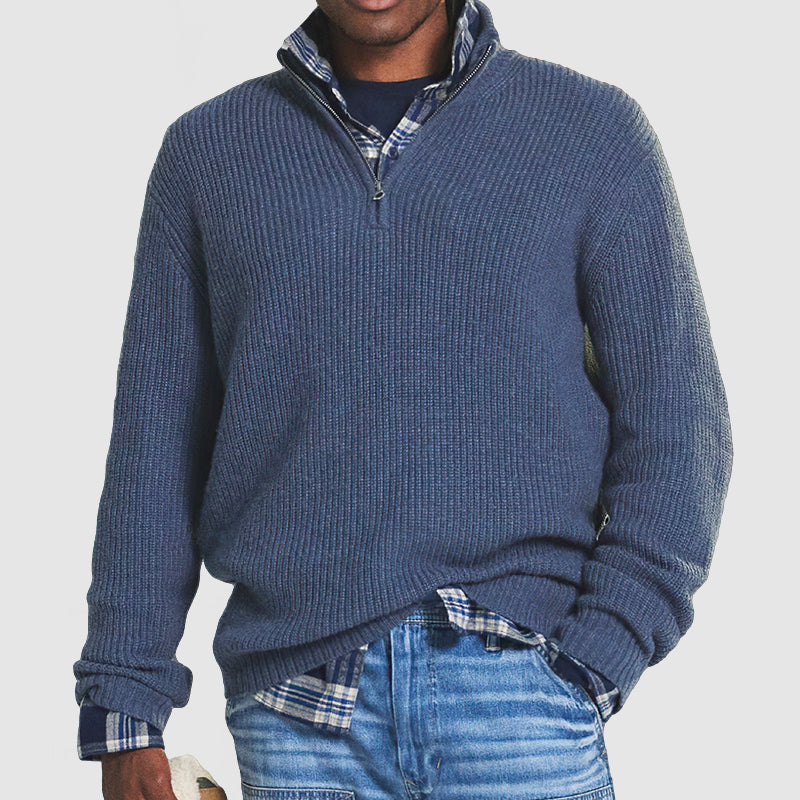 Urban Comfort Half-Zip Sweater | Multicolor | Casual Wear | Cotton Blend