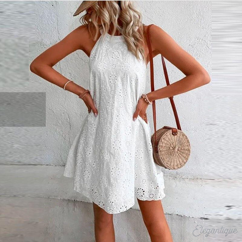 Lace Halter Dress | White | Lace | Elegant and Chic